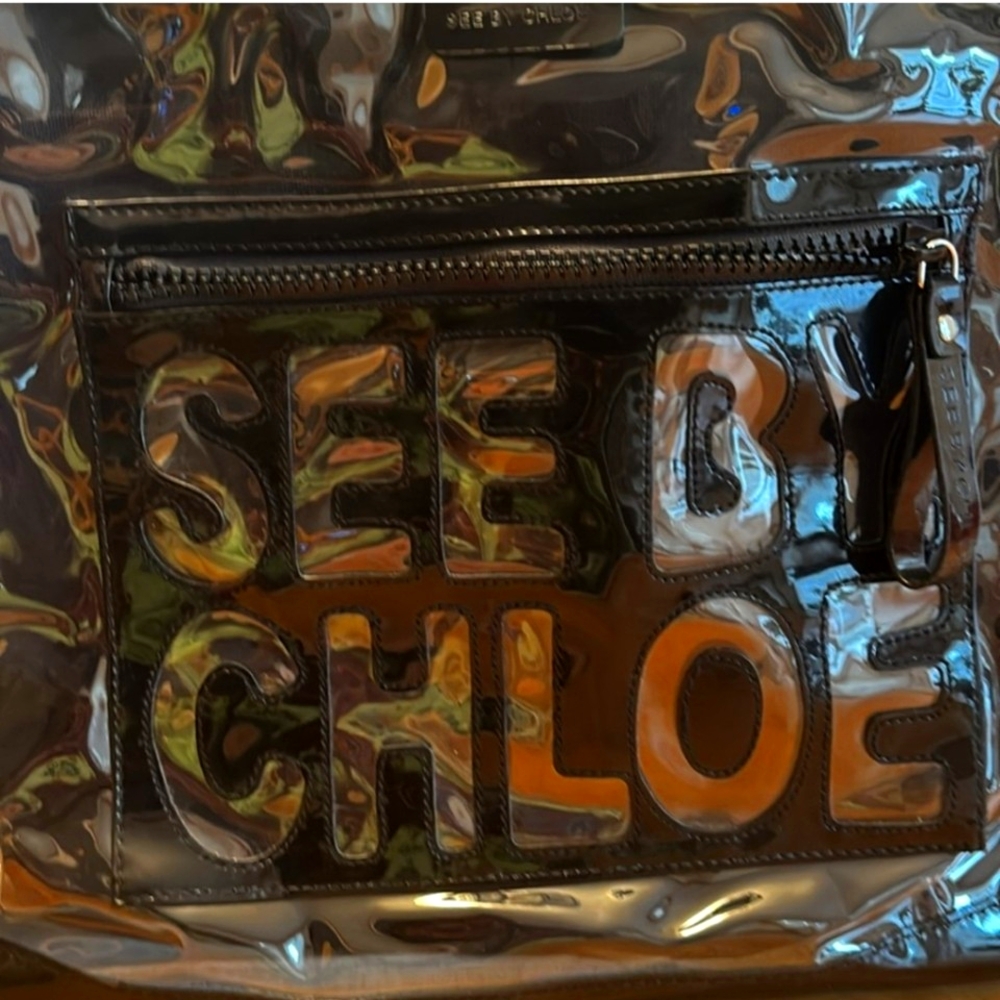 See By Chloe 2in1 Transparent Bag Snaped To A Black Detachable Fabric Bag (EUC) - Picture 2 of 16